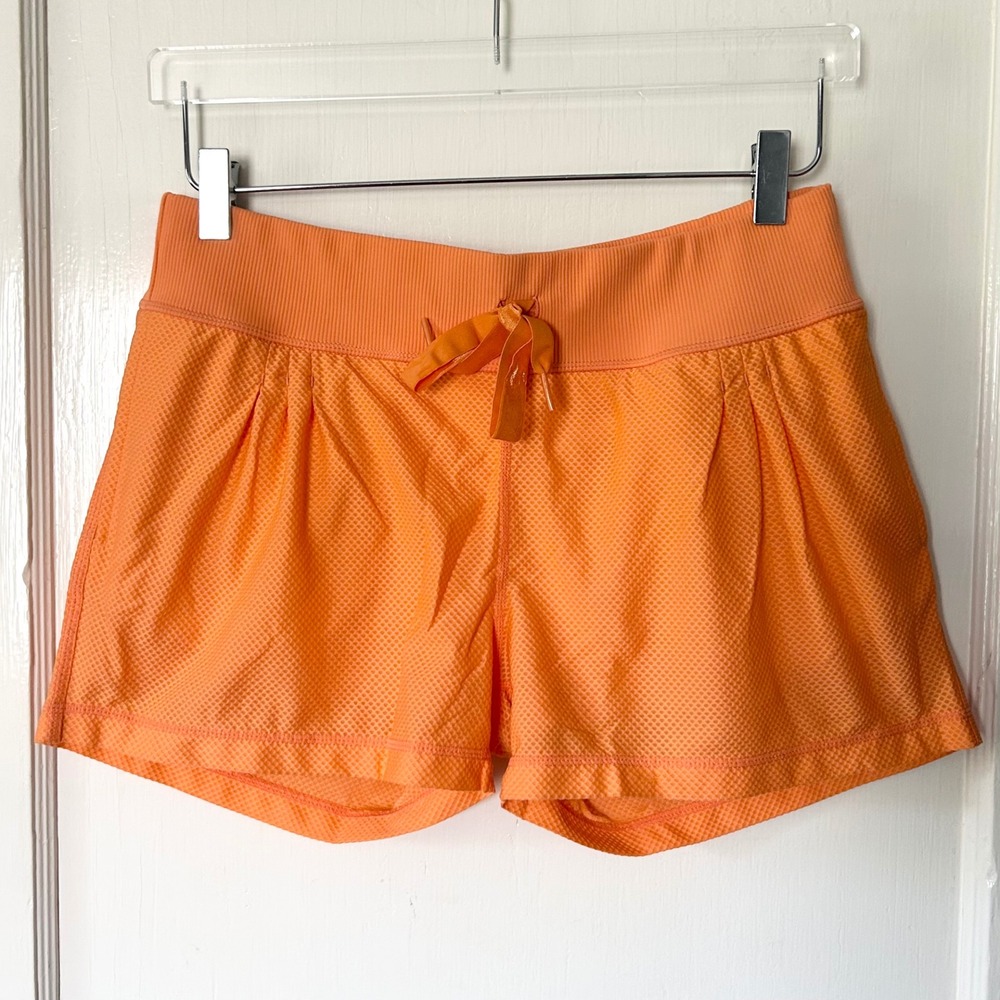 NWT Prana Sunrise Mesh Layered Athletic Shorts Sunset‎ Orange M Outdoors Hiking